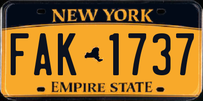 NY license plate FAK1737