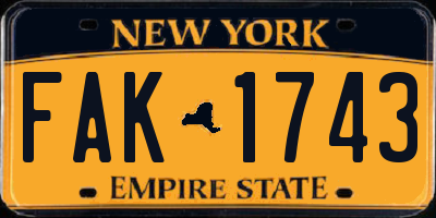 NY license plate FAK1743