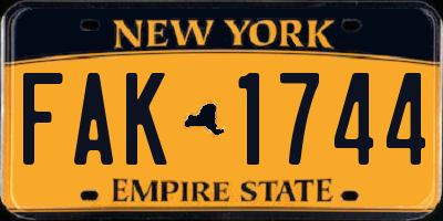 NY license plate FAK1744