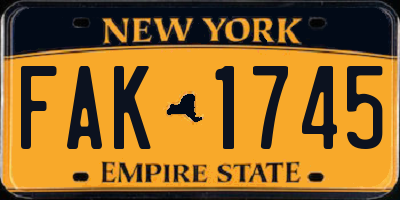 NY license plate FAK1745