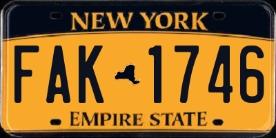 NY license plate FAK1746