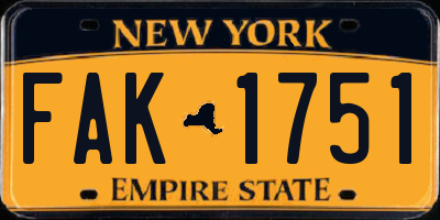 NY license plate FAK1751