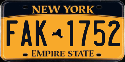 NY license plate FAK1752