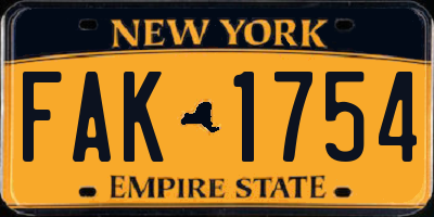 NY license plate FAK1754