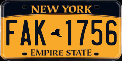 NY license plate FAK1756