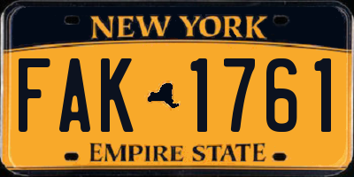 NY license plate FAK1761