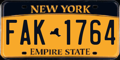 NY license plate FAK1764