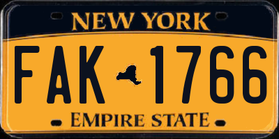 NY license plate FAK1766