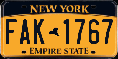 NY license plate FAK1767