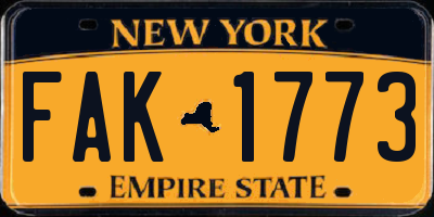 NY license plate FAK1773