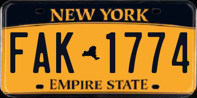 NY license plate FAK1774