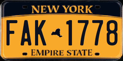 NY license plate FAK1778