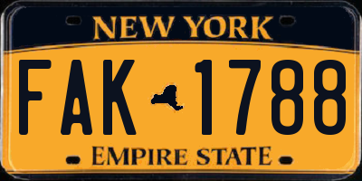 NY license plate FAK1788