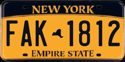 NY license plate FAK1812