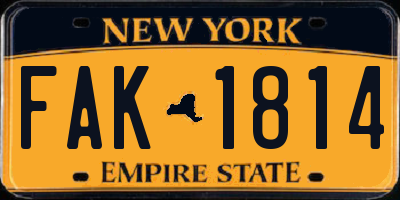 NY license plate FAK1814