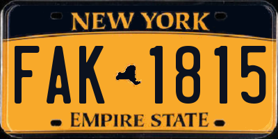 NY license plate FAK1815