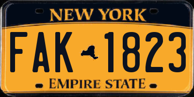 NY license plate FAK1823