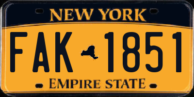 NY license plate FAK1851