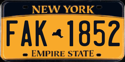 NY license plate FAK1852