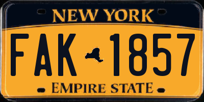 NY license plate FAK1857