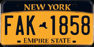 NY license plate FAK1858
