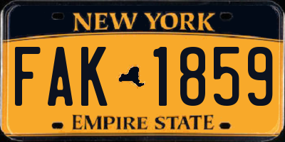 NY license plate FAK1859