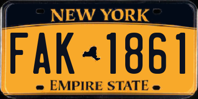 NY license plate FAK1861