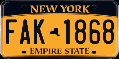 NY license plate FAK1868