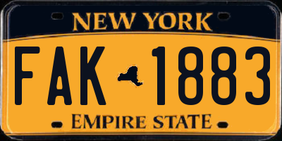 NY license plate FAK1883