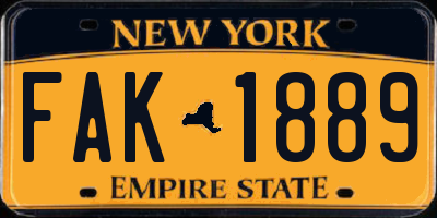 NY license plate FAK1889