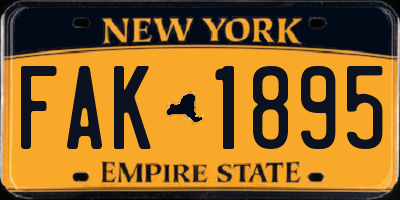 NY license plate FAK1895