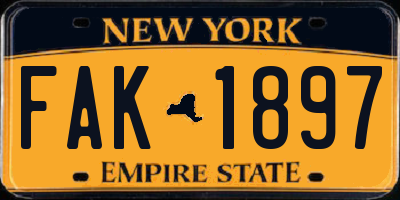 NY license plate FAK1897