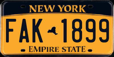 NY license plate FAK1899