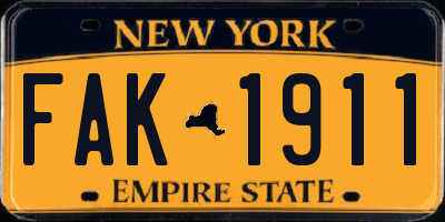 NY license plate FAK1911