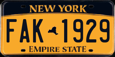 NY license plate FAK1929