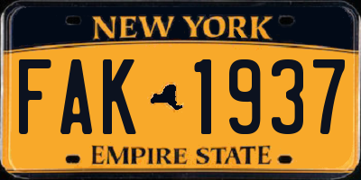 NY license plate FAK1937