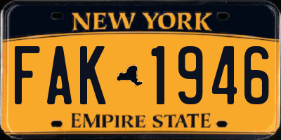 NY license plate FAK1946