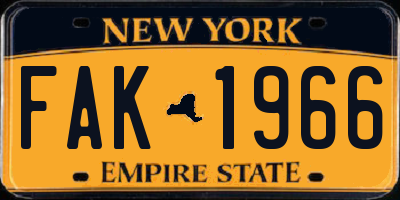 NY license plate FAK1966