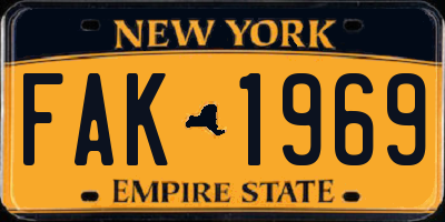 NY license plate FAK1969