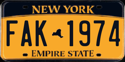 NY license plate FAK1974