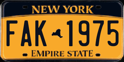 NY license plate FAK1975