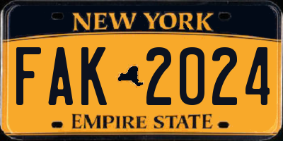 NY license plate FAK2024
