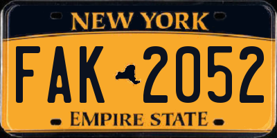 NY license plate FAK2052