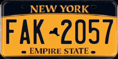 NY license plate FAK2057