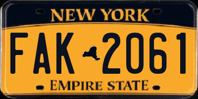 NY license plate FAK2061