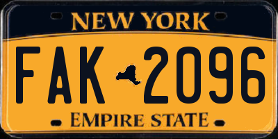 NY license plate FAK2096