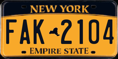 NY license plate FAK2104