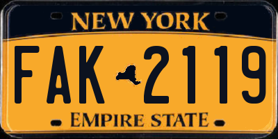 NY license plate FAK2119