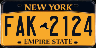 NY license plate FAK2124