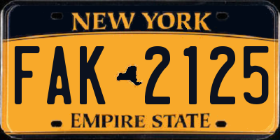 NY license plate FAK2125